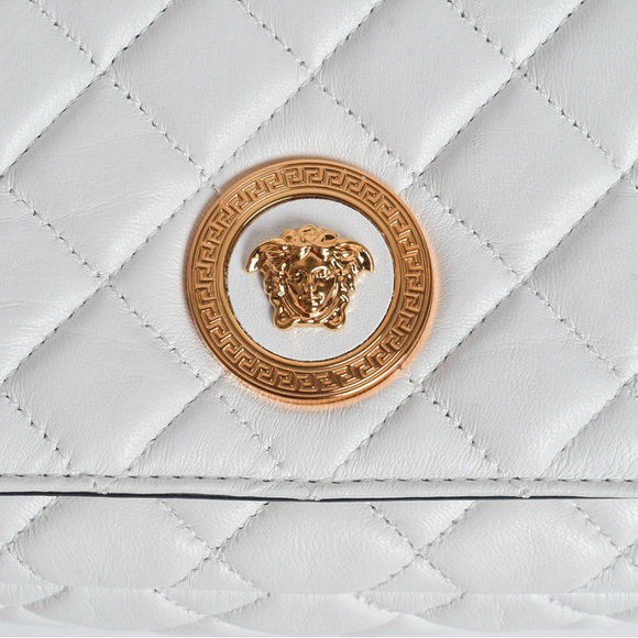 Versace White Quilted Crossbody Bag with Gold Chain - Picture 2 of 4